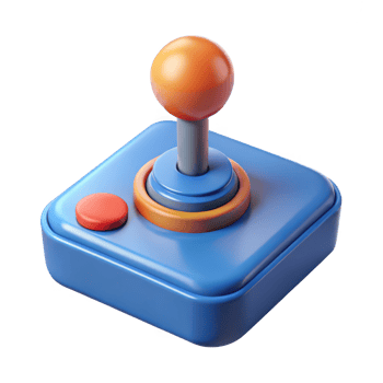 Retro game controller joystick isolated on transparent background png