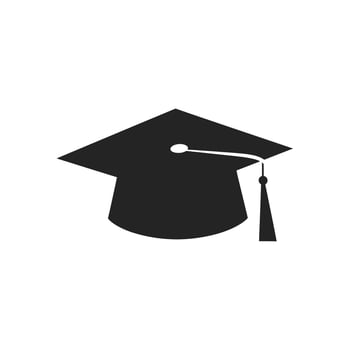 Black graduation cap icon illustration on white background for design element vector