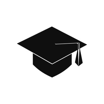 Black graduation cap icon isolated on white background for education design vector