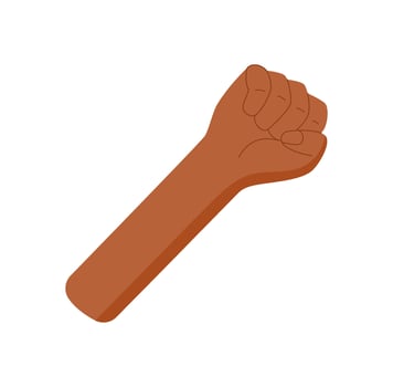 Flat cartoon hand showing the number five with closed fist. Human gesture with fingers up represents counting or math concepts. Bare hand isolated on white background. vector