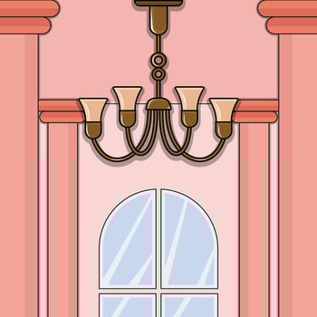 Chandelier in pink room interior vector