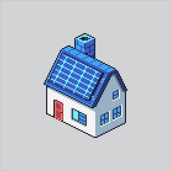 Pixel art house design vector