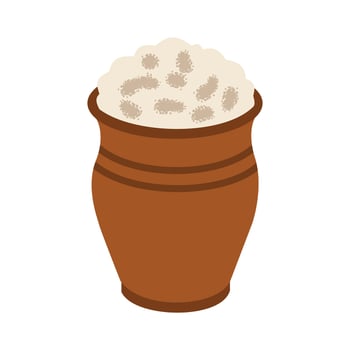 Clay Cup Filled with Traditional Frothy Ayran Yogurt Drink vector