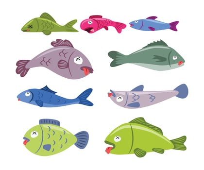 Colorful cartoon fish illustrations vector