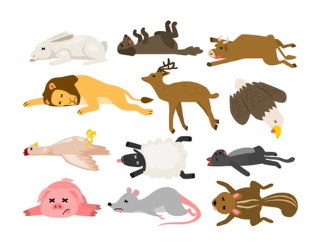 Cartoon animals lying down vector