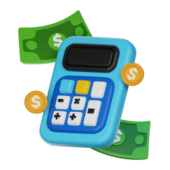 Calculator with money currency notes png