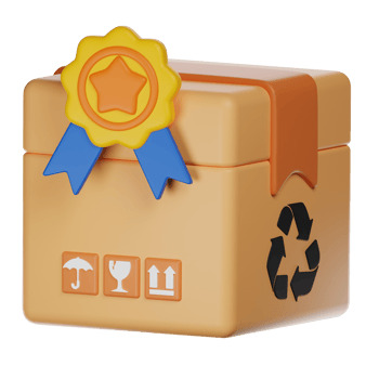 Box with award and recycling symbol png