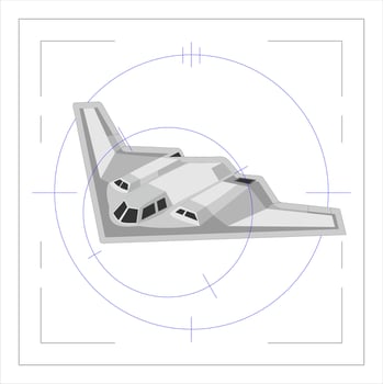 3D Isometric B2 Bomber with Target Lock HUD Futuristic Military Aircraft Illustration for Posters, Games vector