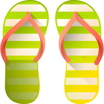 Stylish striped flip flops evoke carefree summer vibes, perfect for beach days and sunny adventures png