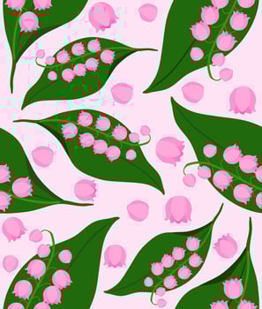 Pink floral pattern with green leaves vector