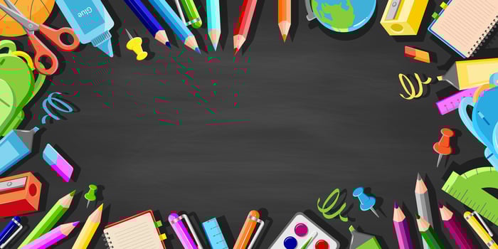 School supplies in colorful arrangement vector
