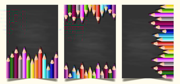 Colorful pencils on a black background vector