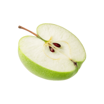 Green apple slice with seeds and stem image png