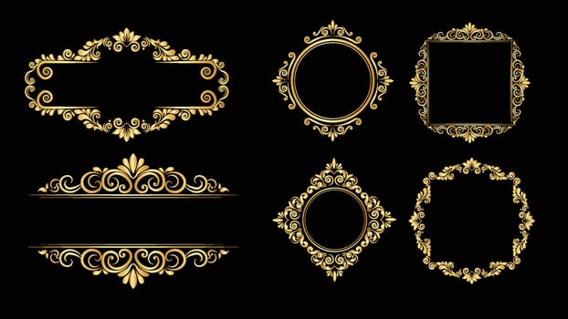 golden vintage ornate frames vector