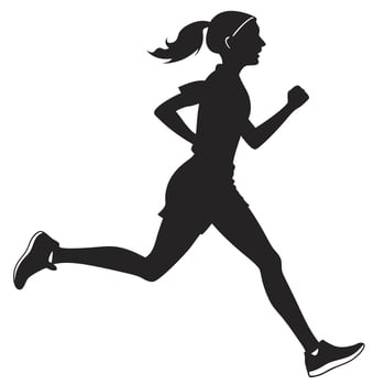 Running Woman Silhouette Isolated on White vector
