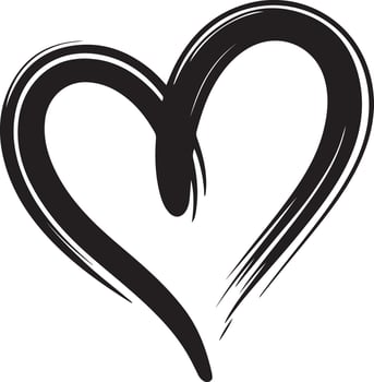 Abstract heart shape with brush strokes isolated on white background vector