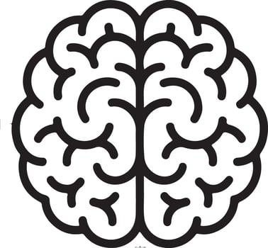 Stylized brain illustration representing intelligence, thought, and cognitive function isolated on white background vector