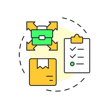 Resource availability multi color concept icon. Company ability demand response. Capacity management metric. Round shape line illustration. Abstract idea. Graphic design. Easy to use in presentation vector