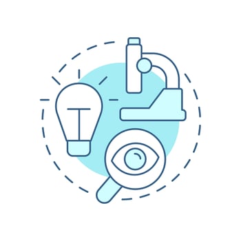 Basic research soft blue concept icon. Curiosity and desire to expand knowledge. Type of study and development. Round shape line illustration. Abstract idea. Graphic design. Easy to use in brochure vector