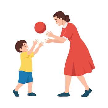 Mother playing ball with child vector