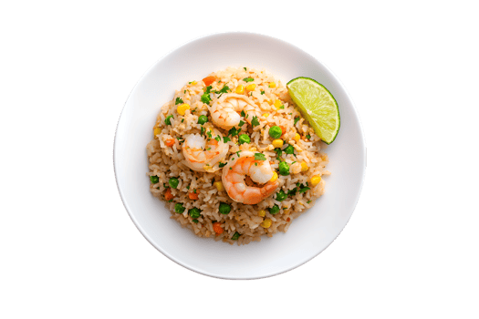 Delicious Shrimp Fried Rice Asian Cuisine Lime Garnish, png