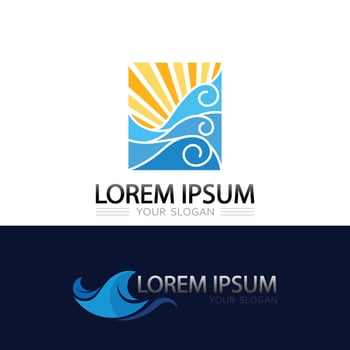 Colorful waves and sun logo vector