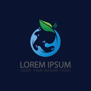 Eco-friendly logo with water and leaves vector