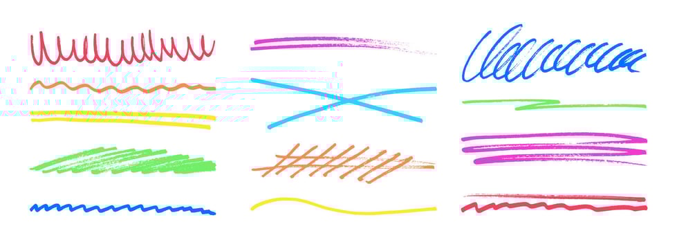 Underline stroke marker felt pen scribbles doodle lines collection. vector