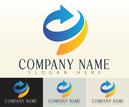 Company logo in blue and orange colors vector