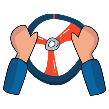 Illustration of Hands on Steering Wheel. Cartoon png