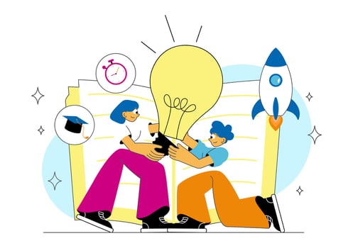 Two people sharing an idea illustration vector