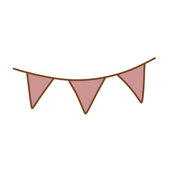a pink and brown bunting flag on a white background png