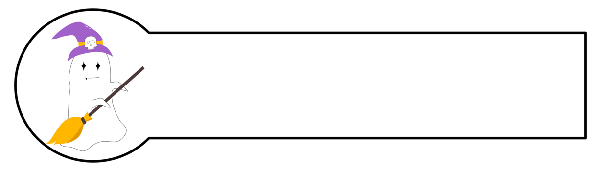 Halloween label banner with spirit wearing witch costume png