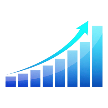 Upward trending bar chart with arrow isolated on transparent background png