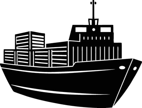 Cargo Ship Container Vessel Black Silhouette Icon vector
