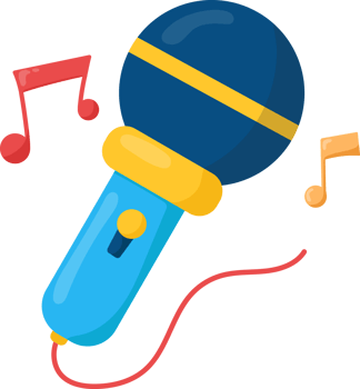Microphone with Music Notes png