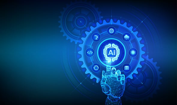 AI technology and gear interaction vector