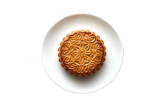 Mooncake on white plate delicious autumn treat Mid Autumn Festival png
