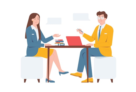 Two professionals discussing at a table vector
