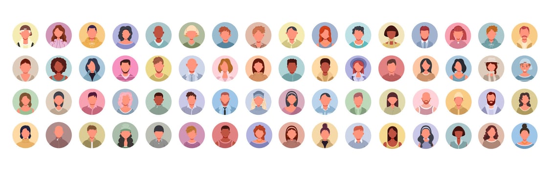 Colorful people icons in circular formats vector