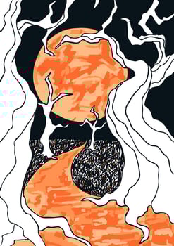 Mystic and whimsical poster in grunge and underground style. Halloween and spooky art. Spooky forest vector