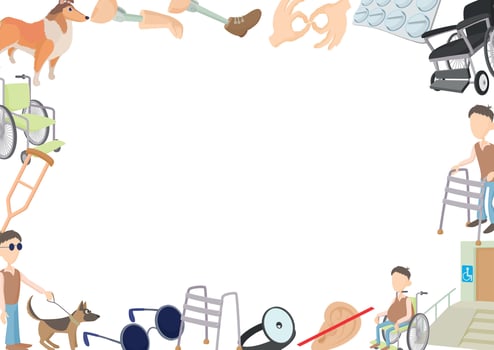 Disability aids and support promoting independence and inclusivity vector