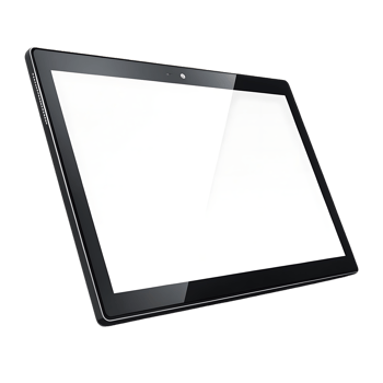 Modern tablet device displaying a blank white screen png