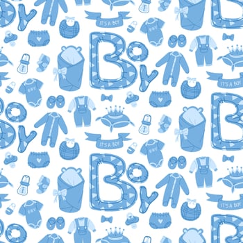 Baby boy themed nursery design elements vector