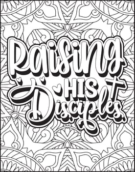 Raising his disciples quote coloring page for adults. Bible verse quote coloring page vector
