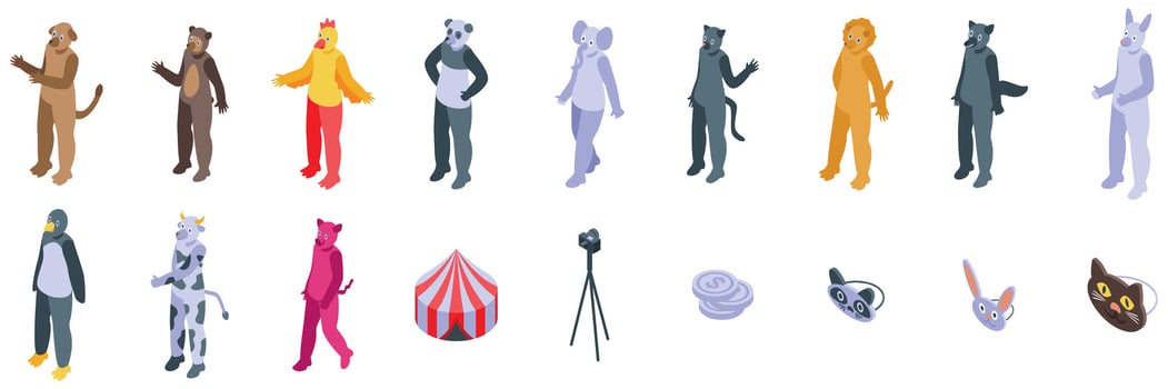 Cartoon animal character costumes for events vector