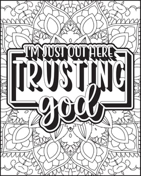 Bible mandala coloring page for adults. Christian quote coloring page vector