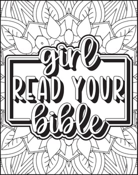 Christian bible verse coloring page for girl. vector