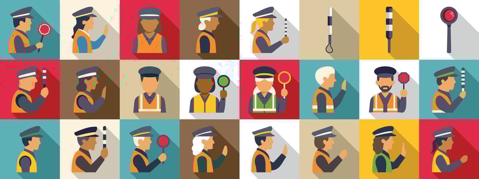 Traffic control personnel illustrations vector