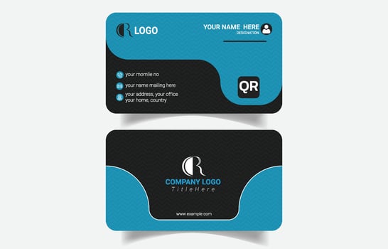 Stylish business card design with QR code vector